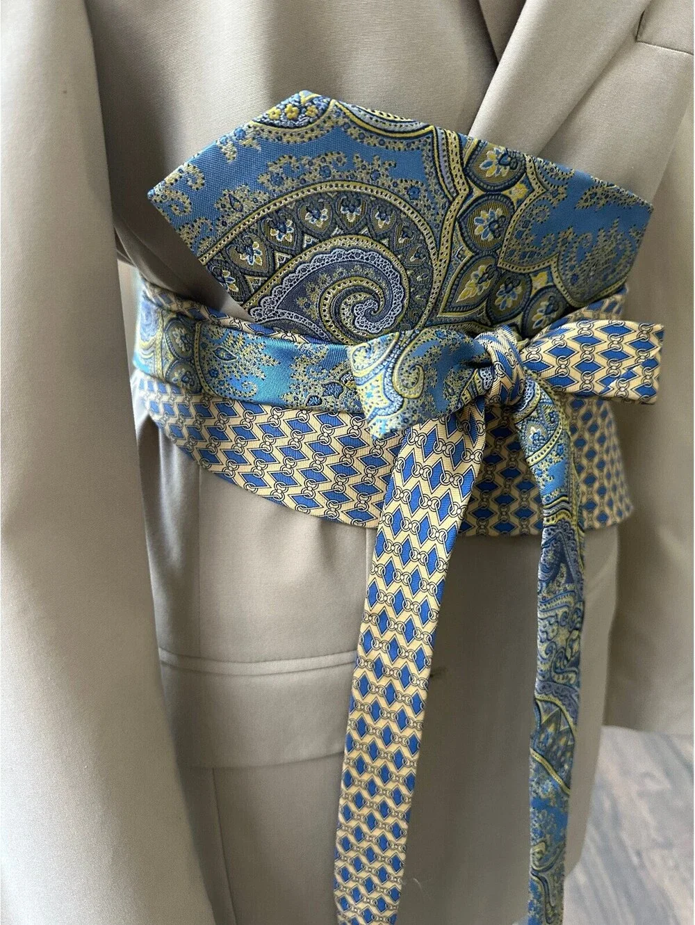 Upcycled Silk Necktie Obi Belt | Handmade Corset Style Belt | One of a Kind | OS
